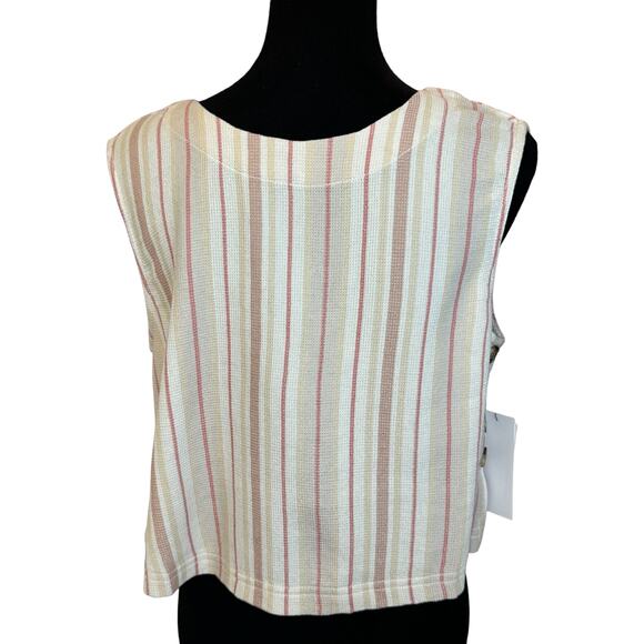 * New ~ TREASURE & BOND ~ Ivory Jana Stripe Reversible Crop Tank Top Size L - Picture 6 of 10